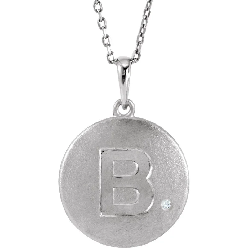 Ladies necklaces organic elegance -The Emma Sterling Silver Diamond Block Initial B Disc Necklace, 18 In.