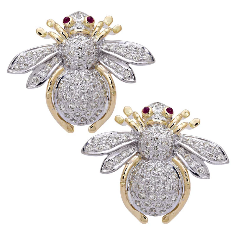 ladies-unique-diamond-earrings-Earrings-Ruby and Diamond  (11IM)