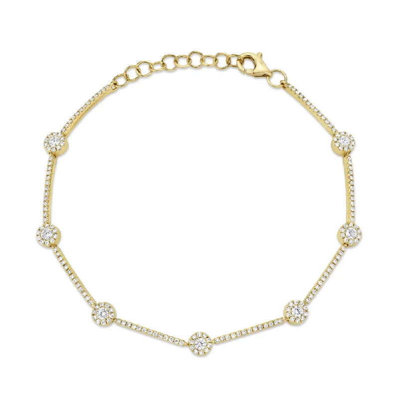 Ladies bracelets for twin vibes -14K Yellow Gold Diamond Halo Bracelet