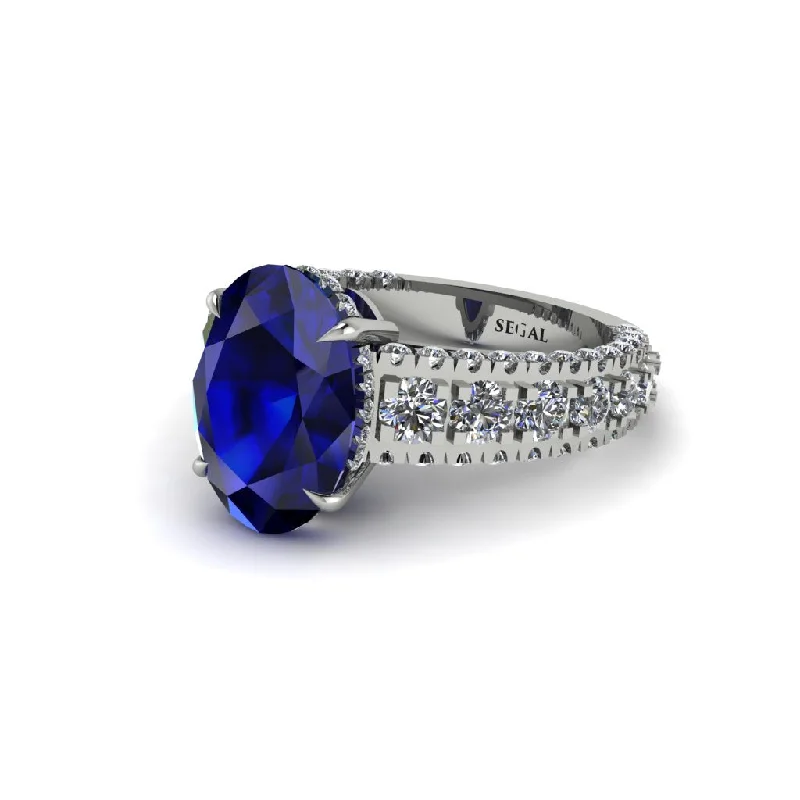 engagement-oval-gold-rings-4ct Oval Cut Sapphire Pave Engagement Ring - Selah No. 15