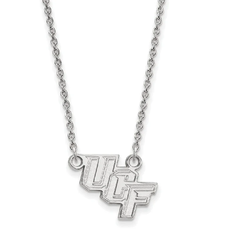 Ladies necklaces rustic charm -Sterling Silver Central Florida Small 'UCF' Pendant Necklace