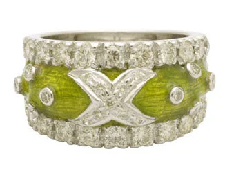 ladies-luxury-emerald-rings-Repair - Ring - Diamond with Enamel in Silver (130KS)