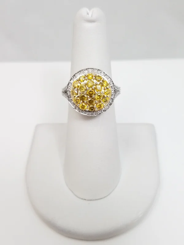 ladies-modern-gold-rings-Glamorous 10k White Gold Natural Diamond Cluster Ring