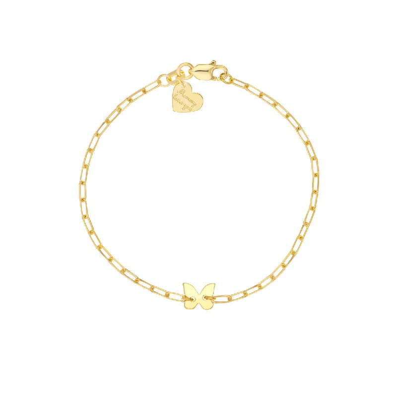 Ladies bracelets classic elegance -14K Yellow Gold Butterfly Paperclip Bracelet