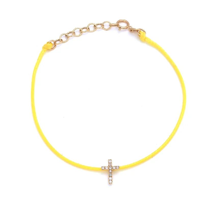 Ladies bracelets bespoke beauty -14k Yellow Gold Cross Cord Bracelet