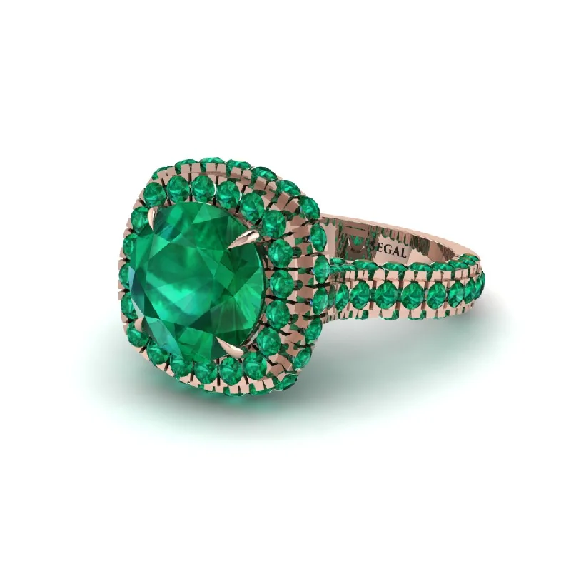 engagement-oval-gold-rings-Emerald Pave Double Halo Engagement Ring - Eve No. 20