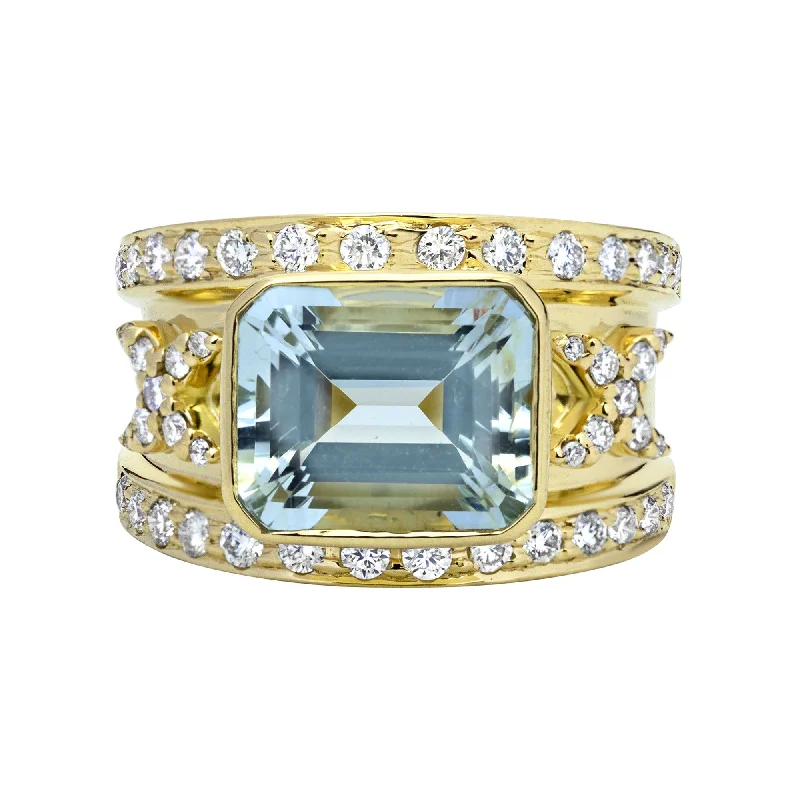 ladies-wedding-diamond-rings-Ring - Aquamarine And Diamond (2317E)