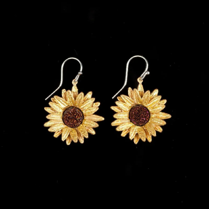 ladies-trendy-hook-earrings-Sunflower Earrings - Wire Drop