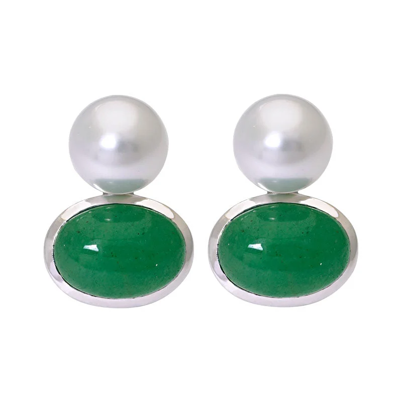 ladies-bar-rose-gold-earrings-Earrings- Aventurine and South Sea Pearl