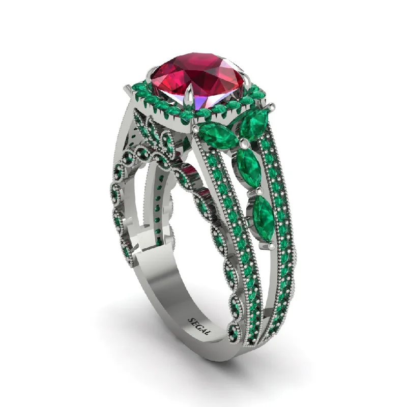 engagement-oval-rose-gold-rings-Ruby Eternal Embrace Double Shank Filigree Engagement Ring - Celine No. 27