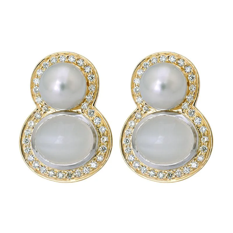 ladies-custom-dangle-earrings-Earrings- Moonstone, South Sea Pearl and Diamond  (15EM)