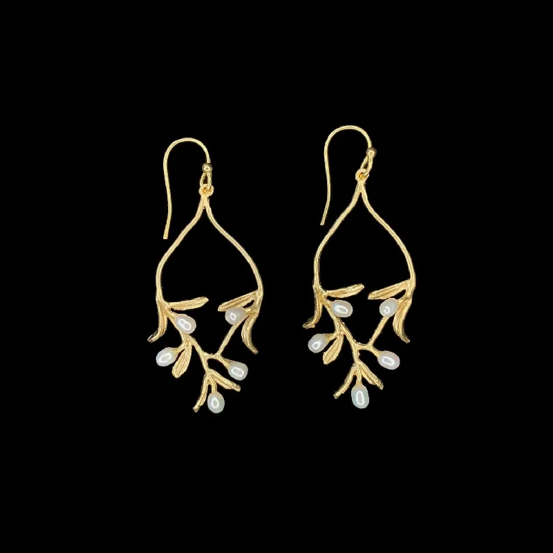 ladies-flower-silver-earrings-Fine Night Willow Earrings - Wire Drop