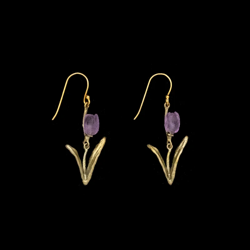 ladies-diamond-bar-earrings-Tulip Earrings - Wire (Purple)