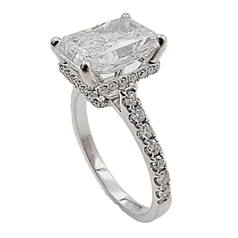 engagement-round-platinum-rings-18k White Gold 3.24ct Engagement Ring With Lab Grown Center Diamond.