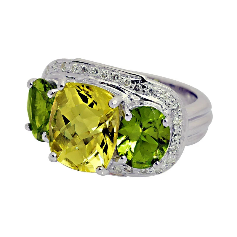 ladies-bridal-diamond-rings-Repair - Ring - Lemon Quartz, Peridot and Diamond (206GS)