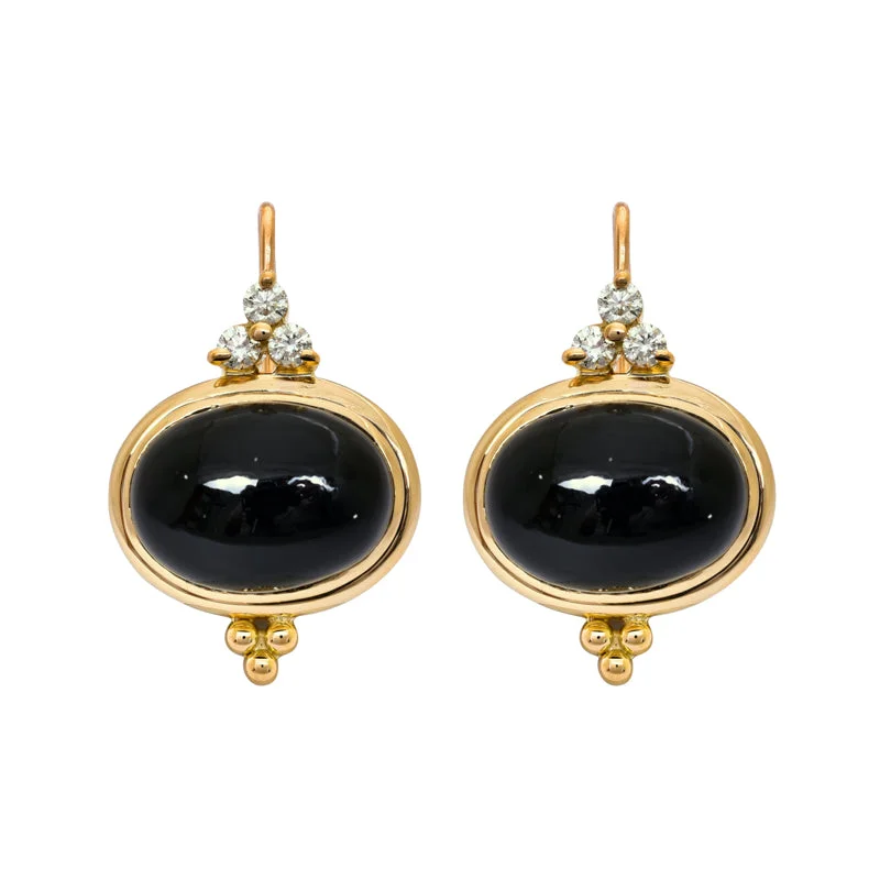 ladies-star-clip-on-earrings-Earrings- Black Onyx and Diamond in 18K Gold