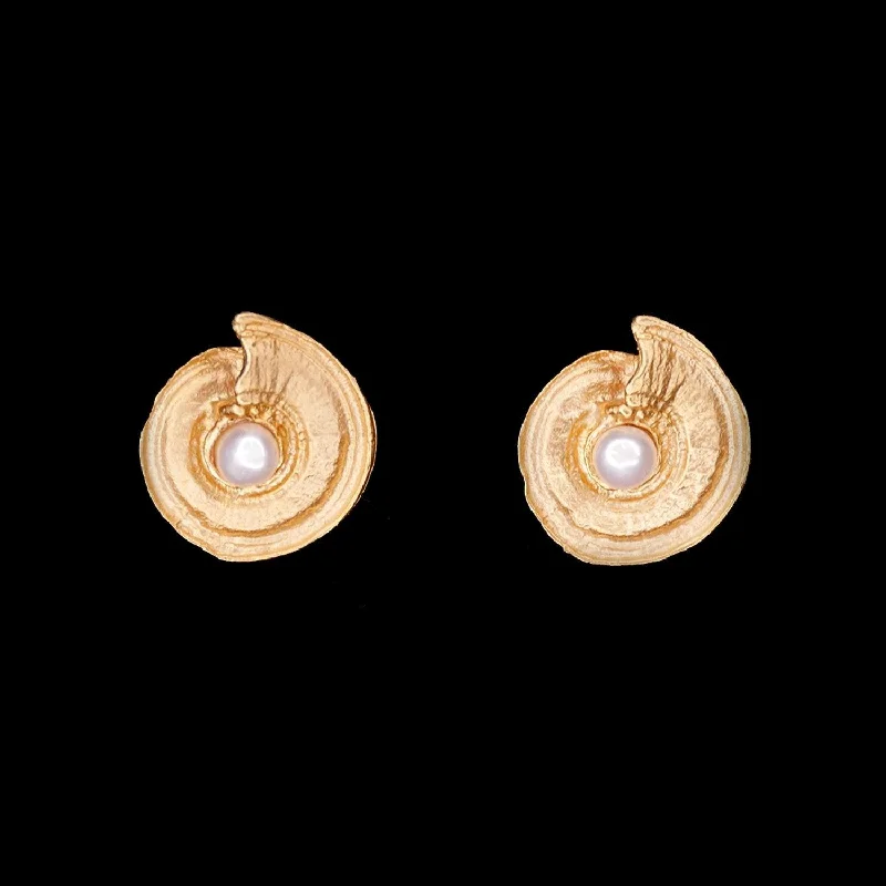 ladies-everyday-clip-on-earrings-Fine Nautilus Shell Earrings - Post