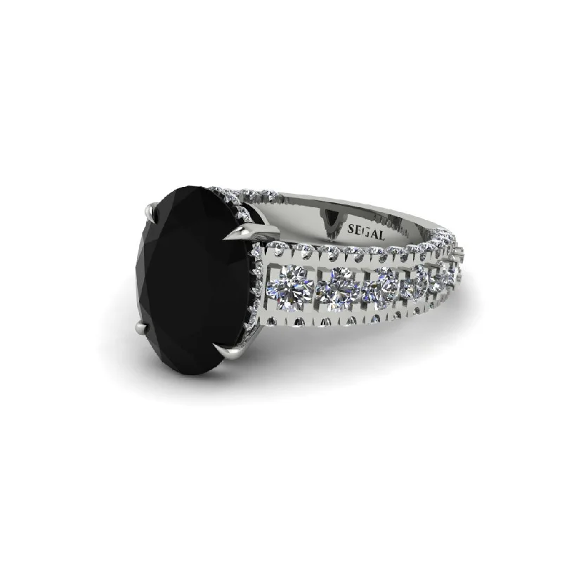 engagement-unique-platinum-rings-4ct Oval Cut Black Diamond Pave Engagement Ring - Selah No. 9