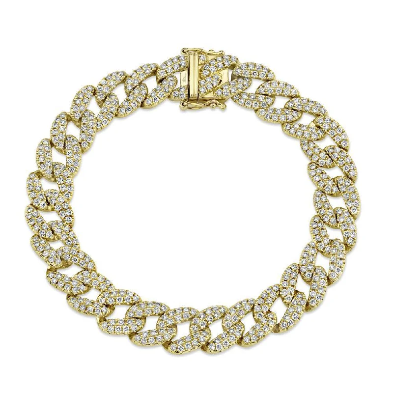 Ladies bracelets for winter glow -14K Yellow Gold Diamond Pave Link Bracelet