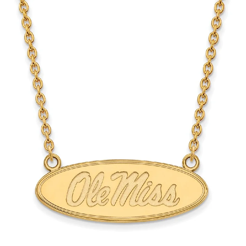 Ladies necklaces for starry nights -14k Gold Plated Silver U of Mississippi Ole Miss Disc Necklace