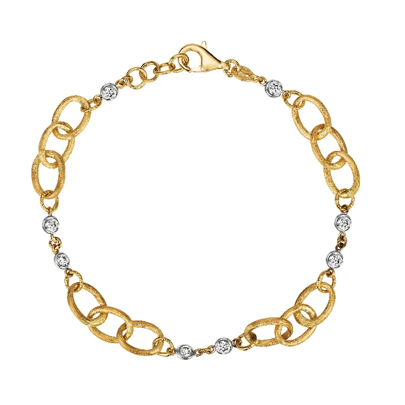 Ladies bracelets for award vibes -14K Yellow & White Gold Diamond Link Bracelet