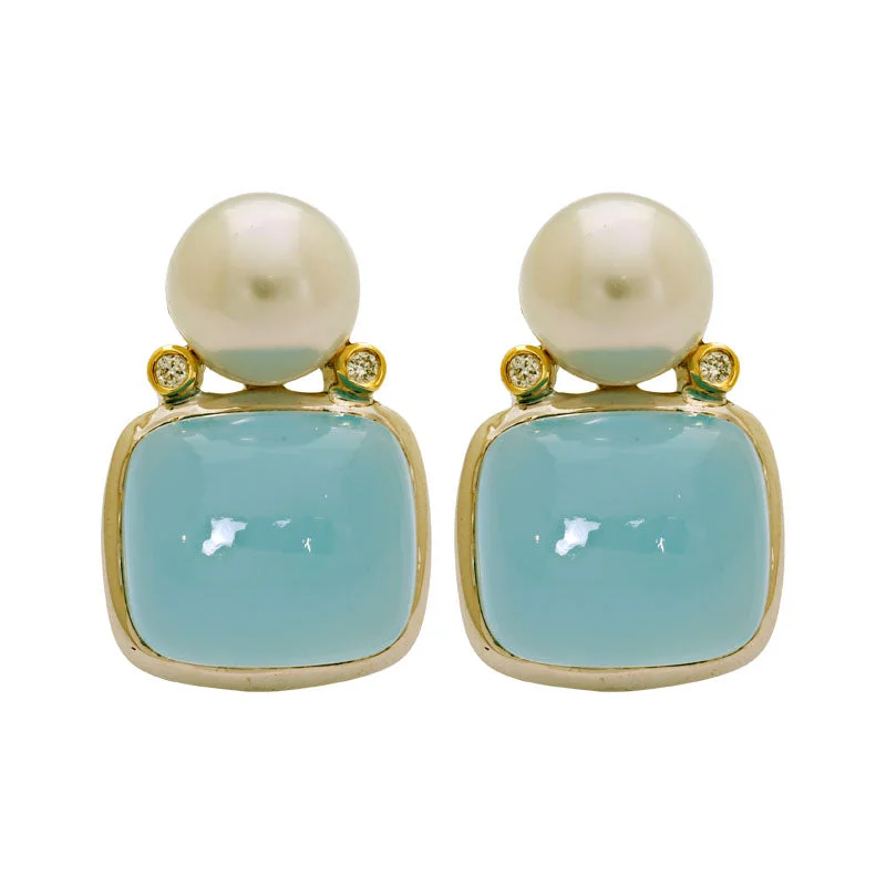 ladies-classic-bar-earrings-Earrings- Chalcedony, South Sea Pearl and Diamond