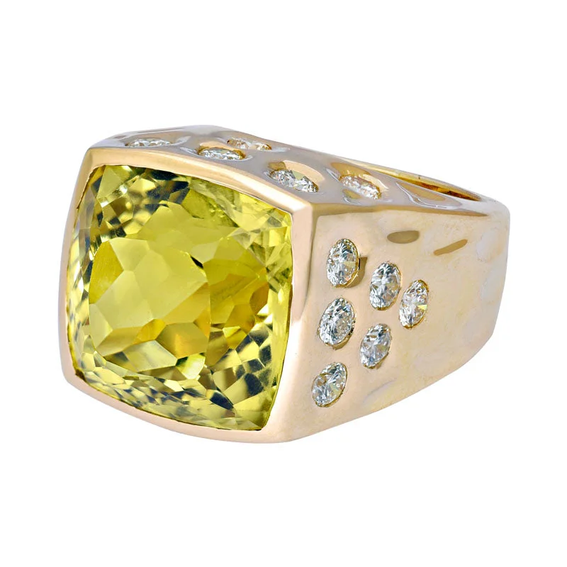 ladies-custom-emerald-rings-Repair - Ring - Lemon Quartz and Diamond (2164Q)