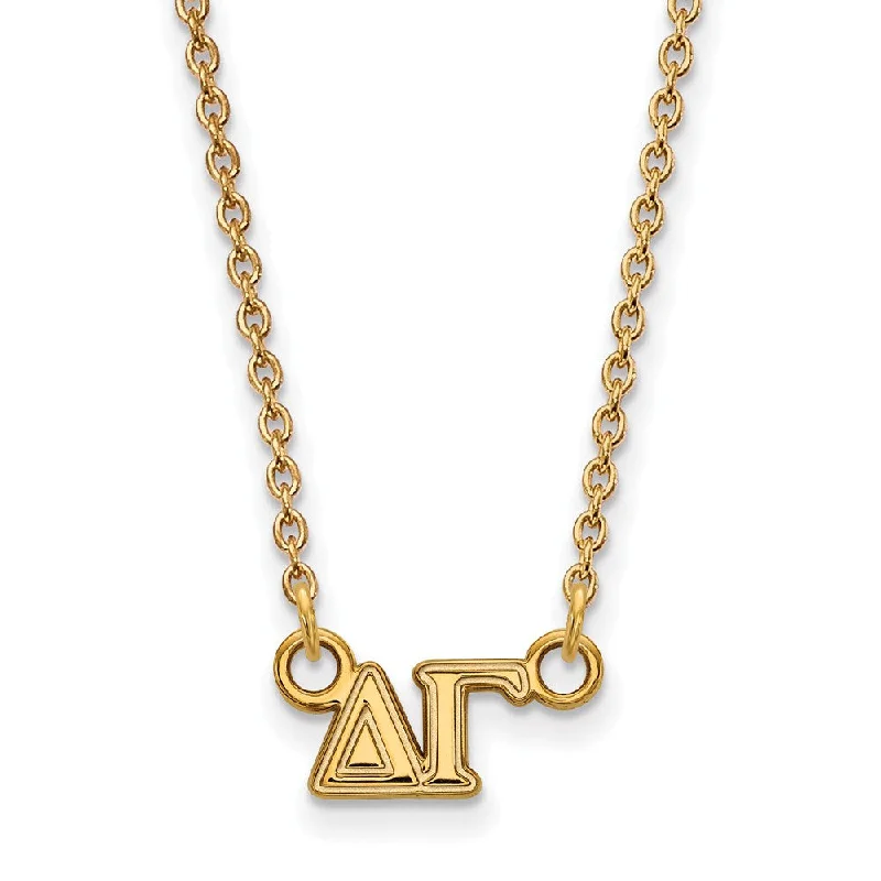 Ladies necklaces for free vibes -14K Plated Silver Delta Gamma XS (Tiny) Greek Letters Necklace