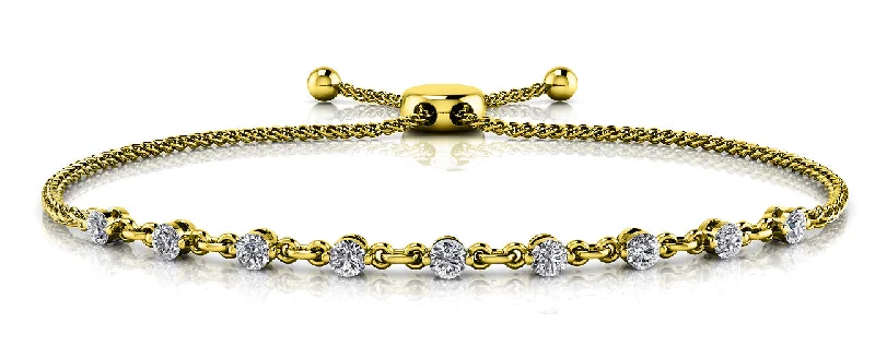 Ladies bracelets solid elegance -14K Yellow Gold Diamond Adjustable Bolo Bracelet