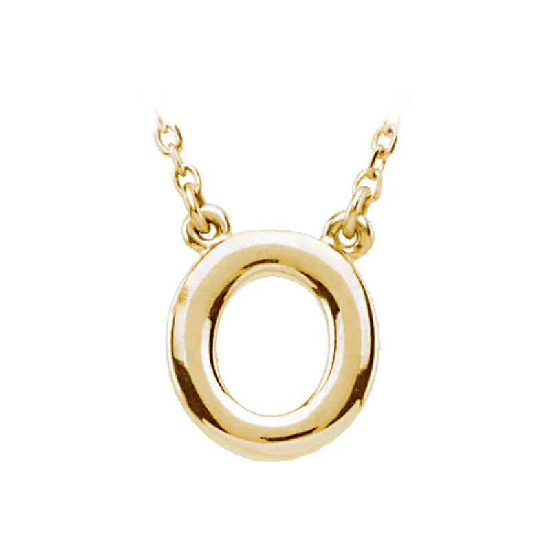 Ladies necklaces cutting-edge style -14K Yellow Gold, Kendall Collection, Block Initial O Necklace, 16 Inch