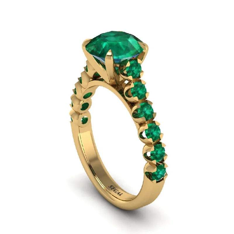 engagement-custom-emerald-rings-2ct Round Cut Emerald 14K Gold Engagement Ring - Christina No. 19