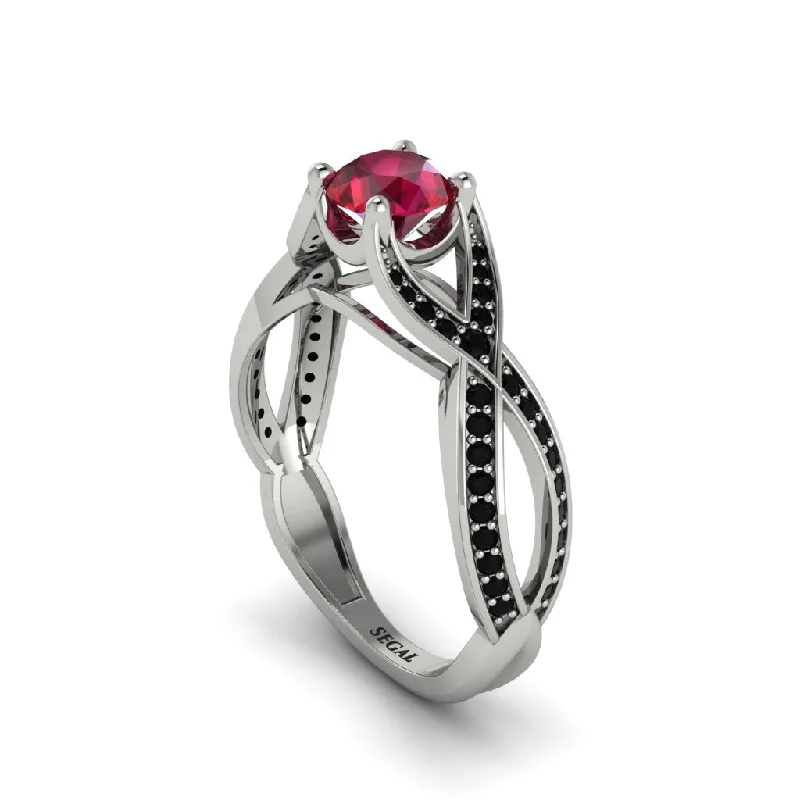 engagement-pearl-wide-band-rings-Ruby Eternal Twist Engagement Ring - Maisie No. 42