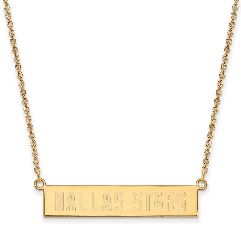 Ladies necklaces polished elegance -SS 14k Yellow Gold Plated NHL Dallas Stars Small Bar Necklace, 18 Inch