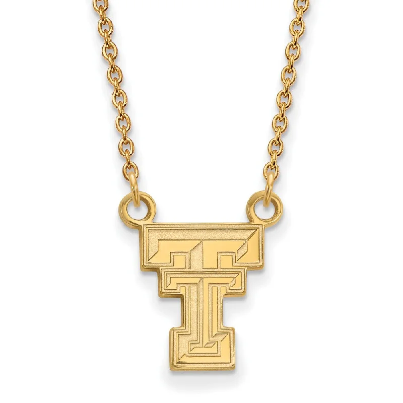 Ladies necklaces with tulip pendants -14k Gold Plated Silver Texas Tech U Small 'TT' Pendant Necklace