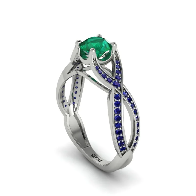 engagement-modern-platinum-rings-Emerald Eternal Twist Engagement Ring - Maisie No. 66