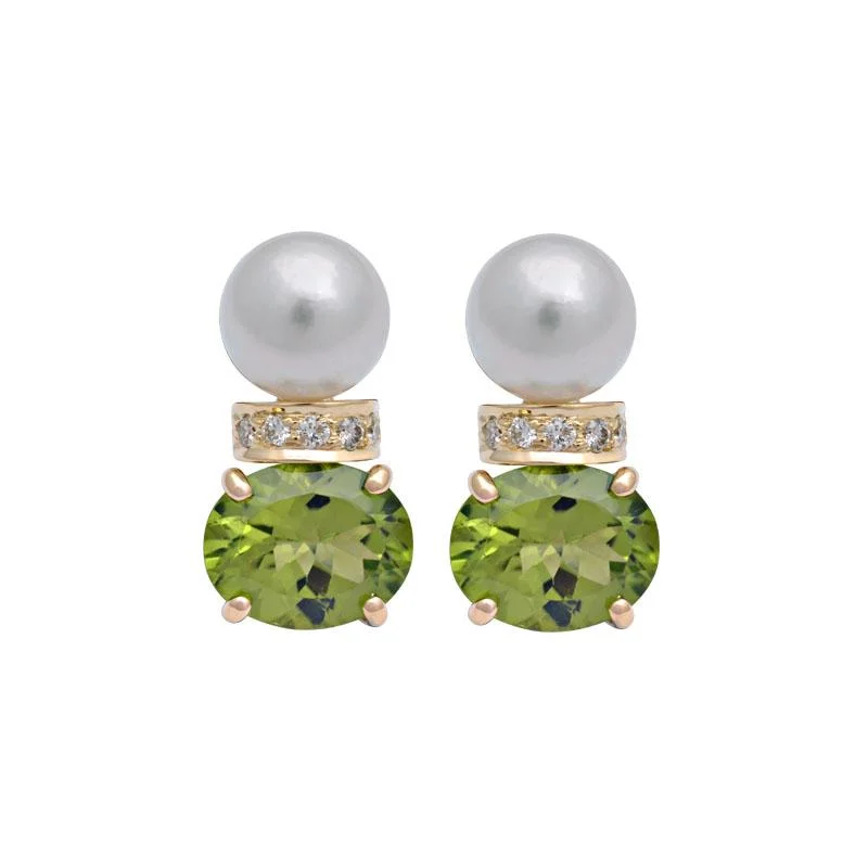 ladies-bohemian-clip-on-earrings-Earrings-Peridot, South Sea Pearl and Diamond  (2125I)