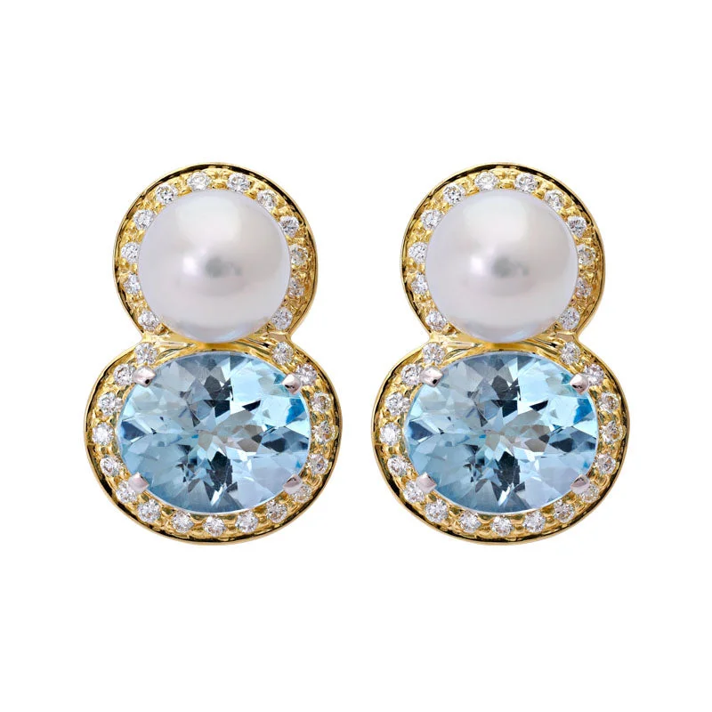 ladies-handmade-hoop-earrings-Earrings- Blue Topaz, South Sea Pearl and Diamond