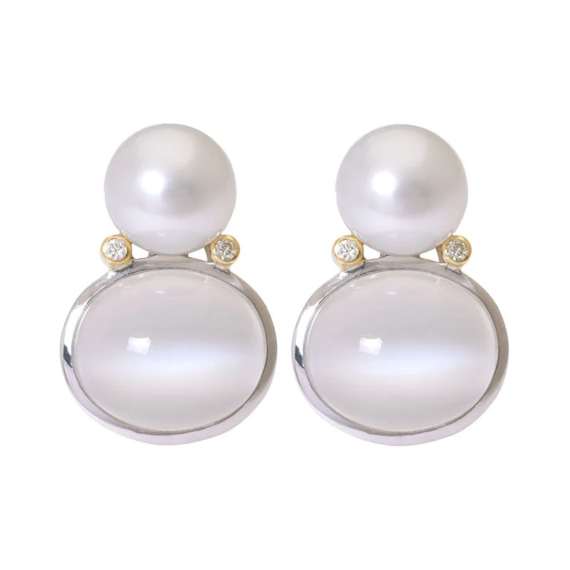 ladies-ethnic-french-wire-earrings-Earrings- Moonstone, South Sea Pearl and Diamond