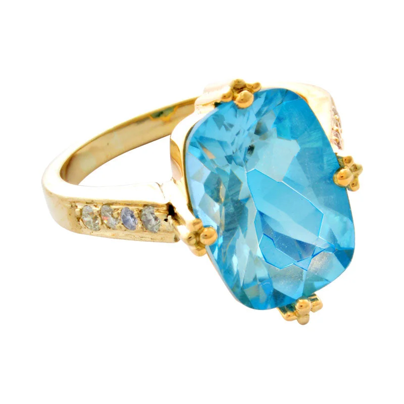 ladies-white-gold-narrow-band-rings-Ring- Blue Topaz And Diamond