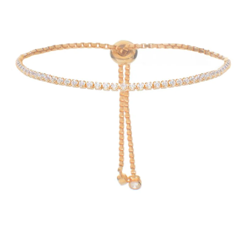 Ladies bracelets modern charm -SINGLE ROW PULL BRACELET, ROSE GOLD