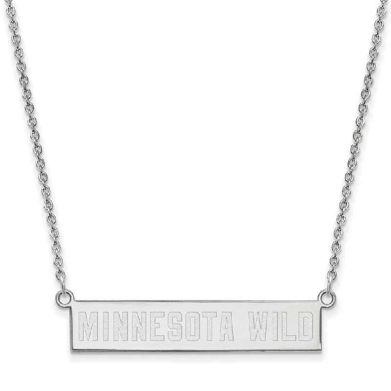 Ladies necklaces coiled brilliance -Sterling Silver NHL Minnesota Wild Small Bar Necklace, 18 In