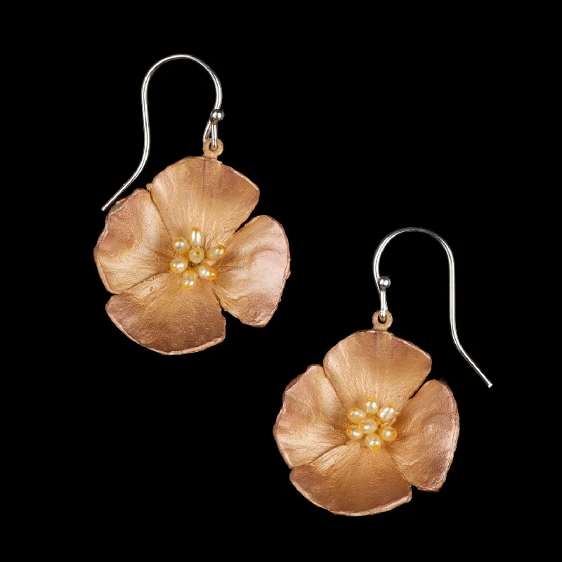 ladies-rose-gold-diamond-earrings-California Poppy Earrings - Large Flower