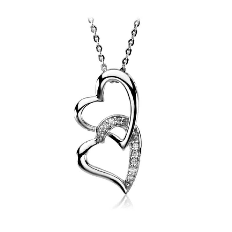 Ladies necklaces for vocal vibes -Rhodium Plated Sterling Silver & CZ, Like a Sister Necklace, 18 Inch