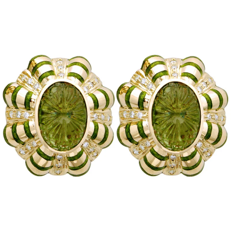 ladies-birthstone-dangle-earrings-Earrings-Peridot and Diamond (Enamel)