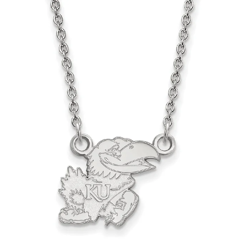 Ladies necklaces for startup vibes -10k White Gold U of Kansas Small Pendant Necklace