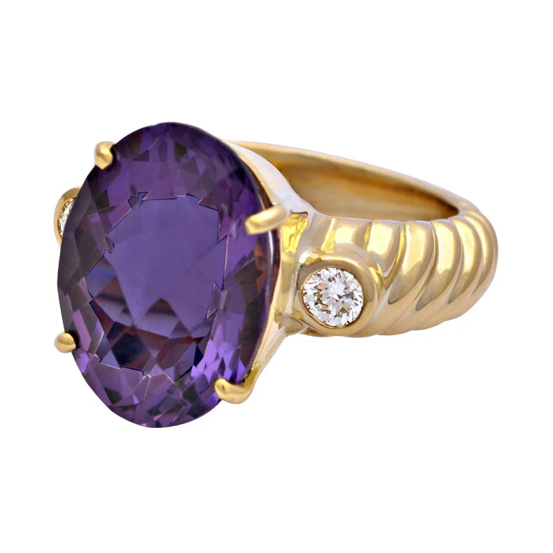 ladies-affordable-pearl-rings-Ring-Amethyst and Diamond