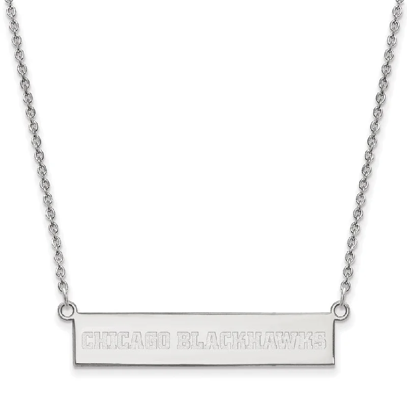 Ladies necklaces with nova pendants -Sterling Silver NHL Chicago Blackhawks SM Bar Necklace, 18in