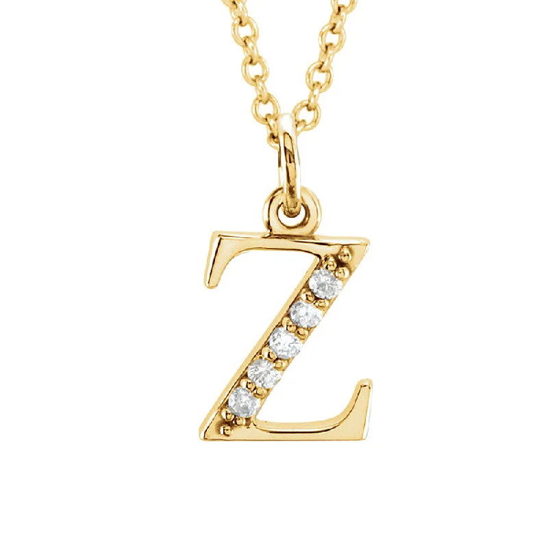 Ladies necklaces with forest jade -The Abbey 14k Yellow Diamond Lower Case Initial 'z' Necklace 16 Inch