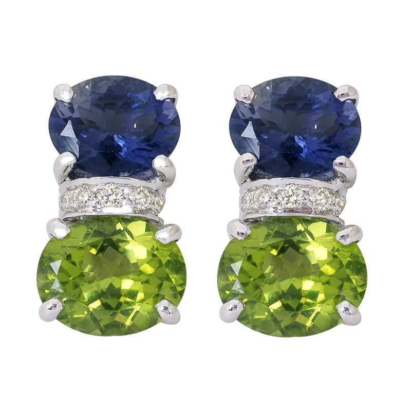 ladies-statement-bar-earrings-Earrings- Iolite, Peridot and Diamond  (264HS)