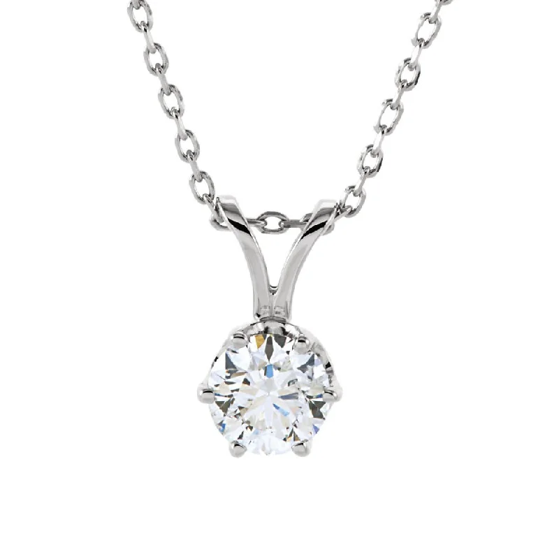 Ladies necklaces broad elegance -1/2 Ct Round Diamond Solitaire Necklace in 14k White Gold, 18 Inch